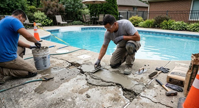 Concrete Pool Patio Repair in West Des Moines, IA