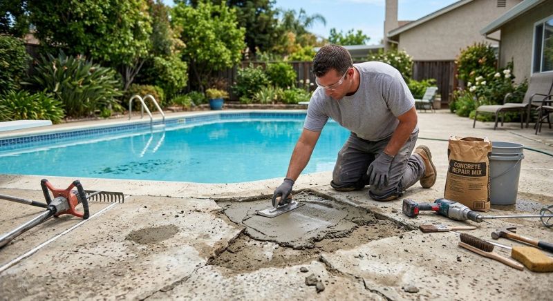 Concrete Pool Patio Repair in Des Moines, IA