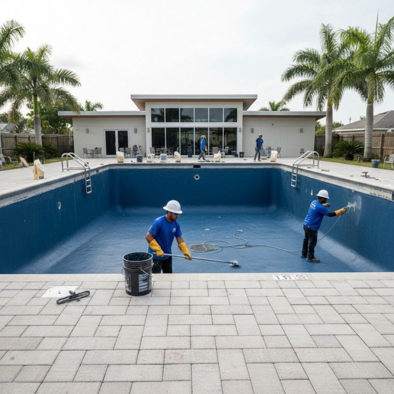 Local Pool Area Resurfacing pros at work